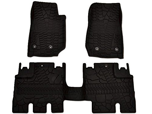 MOPAR Floor Slush Mats with Tire Tread Pattern (All Weather) -  Jeep Wrangler JKU 4 Door ( 2014 - 2018 )