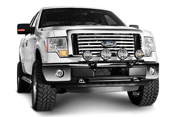 N-Fab Front Bumper Textured Black Light Bar with 4-Tabs (Up to 4x9&quot; Round Lights) - Ford F-150 (2009 - 2014) / SVT Raptor (2010 - 2015)