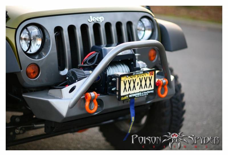 Poison Spyder Brawler Lite Front Bumper ( with Brawler Bar &amp; Plate Gussets &amp; D-Ring Tabs ) - Jeep Wrangler JK