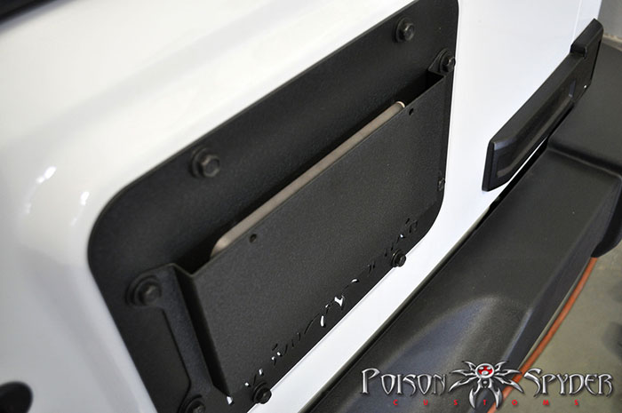 Poison Spyder Tramp Stamp II Tailgate Vent Cover with License Plate Mount - Jeep Wrangler JK ( 2010 - 2018 )