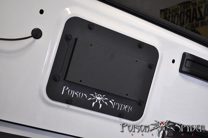 Poison Spyder Tramp Stamp II Tailgate Vent Cover with License Plate Mount - Jeep Wrangler JK ( 2010 - 2018 )