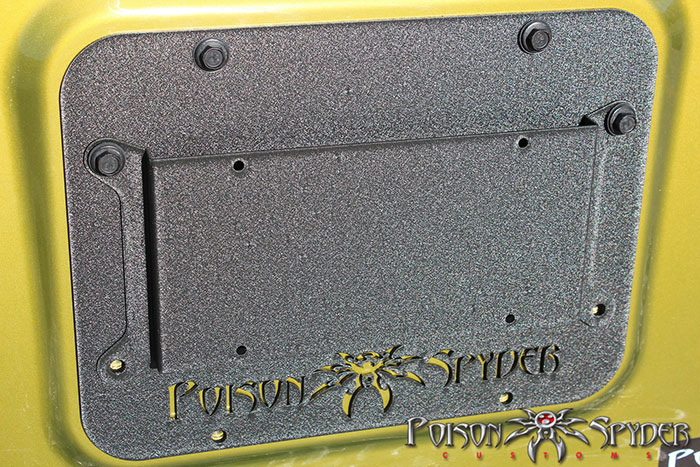 Poison Spyder Tramp Stamp II Tailgate Vent Cover with License Plate Mount - Jeep Wrangler JK ( 2010 - 2018 )