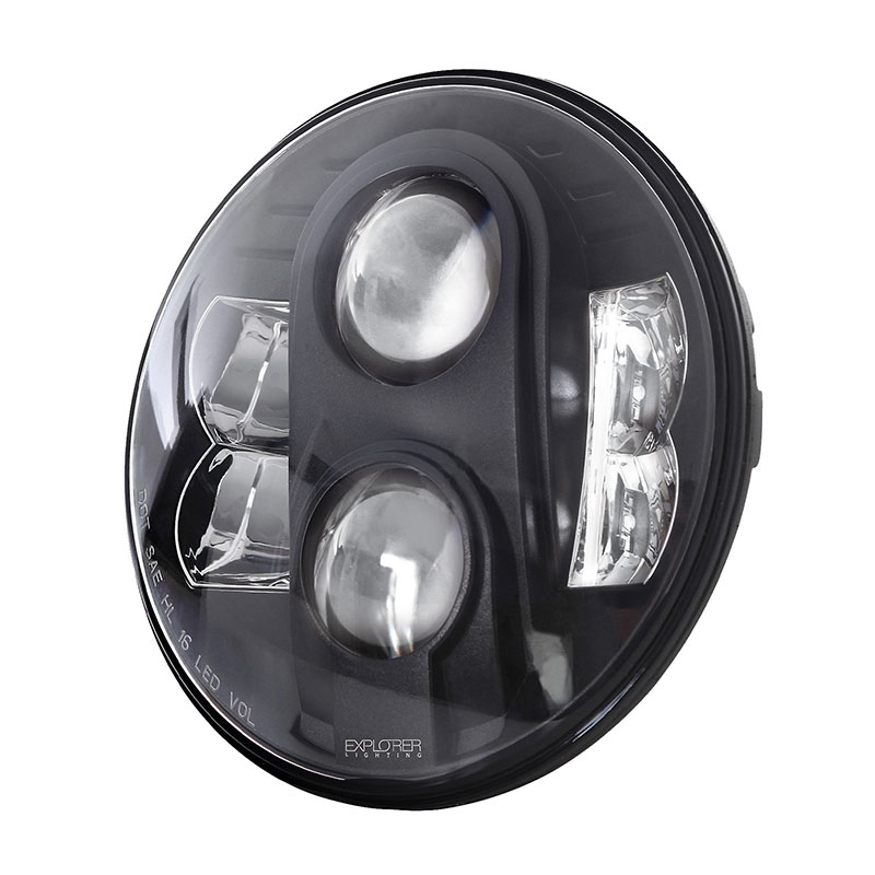 Pro Comp Explorer 7 Inch Round LED Headlamps (Clear) - Jeep Wrangler JK (2007-2018) / JL (2018-2022) / Gladiator JT (2020-2022)