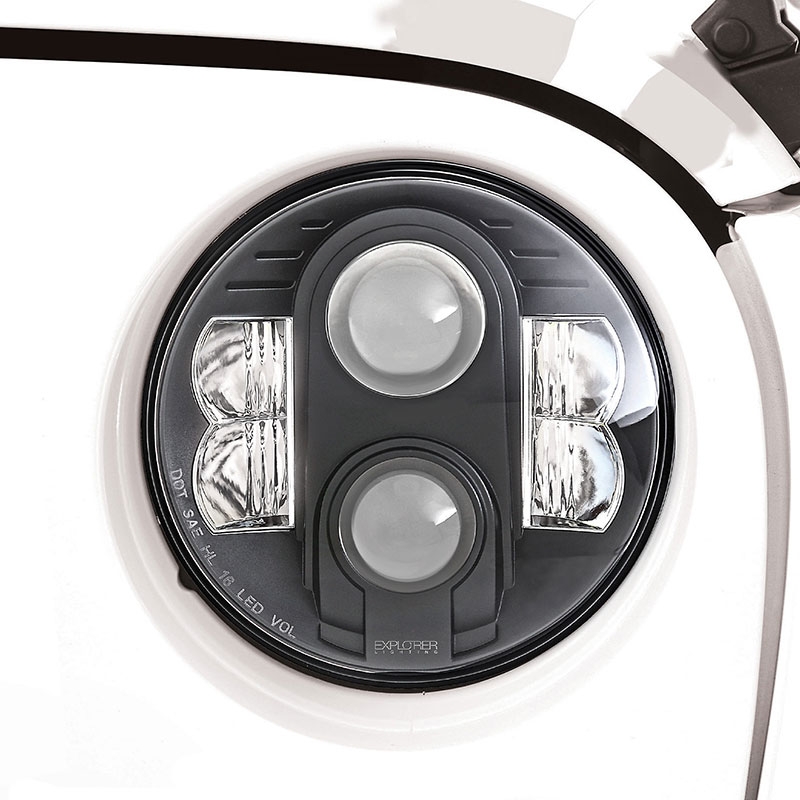 Pro Comp Explorer 7 Inch Round LED Headlamps (Clear) - Jeep Wrangler JK (2007-2018) / JL (2018-2022) / Gladiator JT (2020-2022)