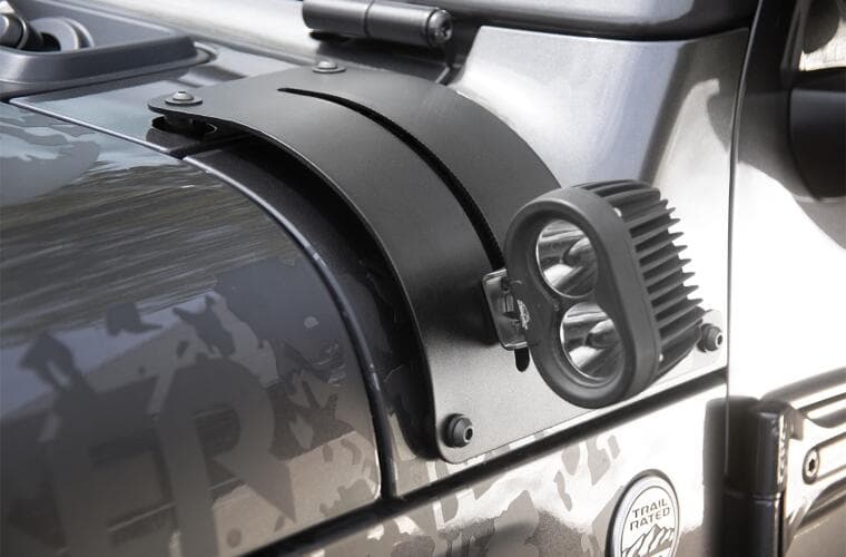 Rampage Products Adjustable Cowl Light Bracket (Black) - Jeep Wrangler JL (2018-2022) / Gladiator JT (2020-2022)