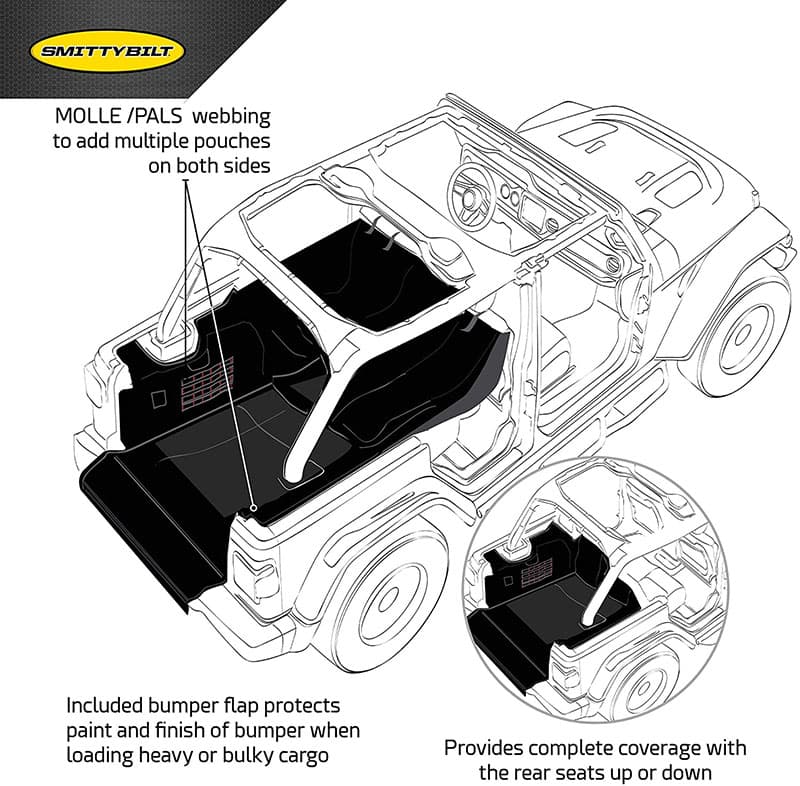 Smittybilt G.E.A.R Rear Cargo Liner (Black) - Jeep Wrangler Unlimited JL 4-Door (2018-2022)