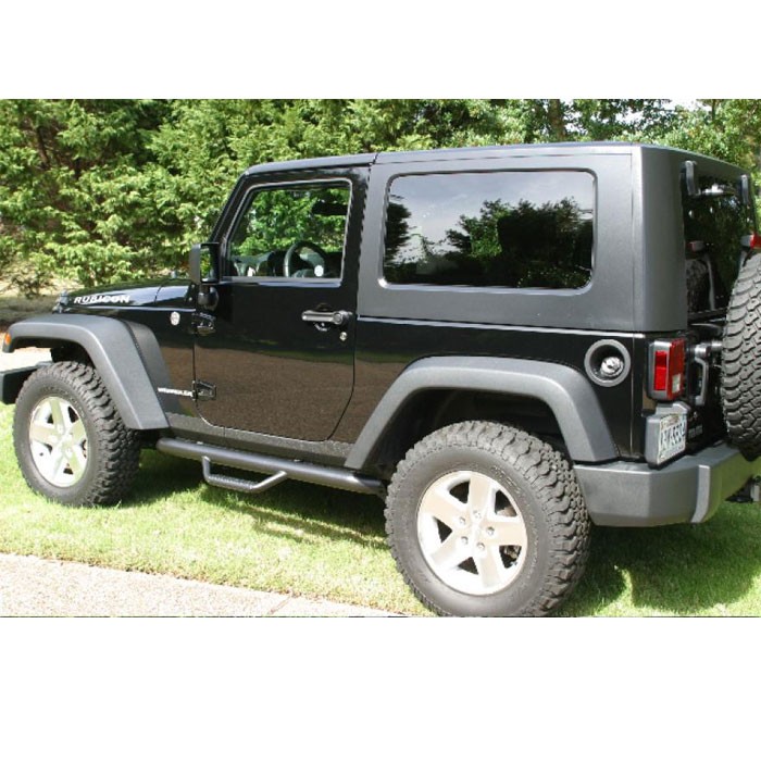 Smittybilt Nerf Steps Side bars w/Cleated Steps (Wheel to Wheel) - Black - Jeep Wrangler JK 2 door ( 2007 - 2011 )