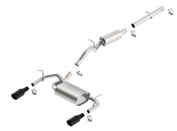 Borla (140460BC) Touring Cat-Back Exhaust System with Black Chrome Tip 2 Door - Jeep Wrangler JK 2 Door ( 2012 - 2018 )