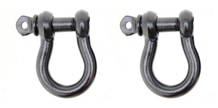Smittybilt 3/4 inch D-Ring Shackle, Black Finish (4.75 Ton) - Pair - Universal