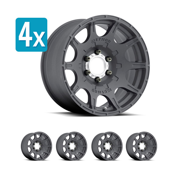 (Set of 4 Wheels) Method Race Wheels Roost, 17x8.5 with 6 on 135 Bolt Pattern - Matte Black - Ford F-150 (2004-2024) /Raptor (2010-2024)