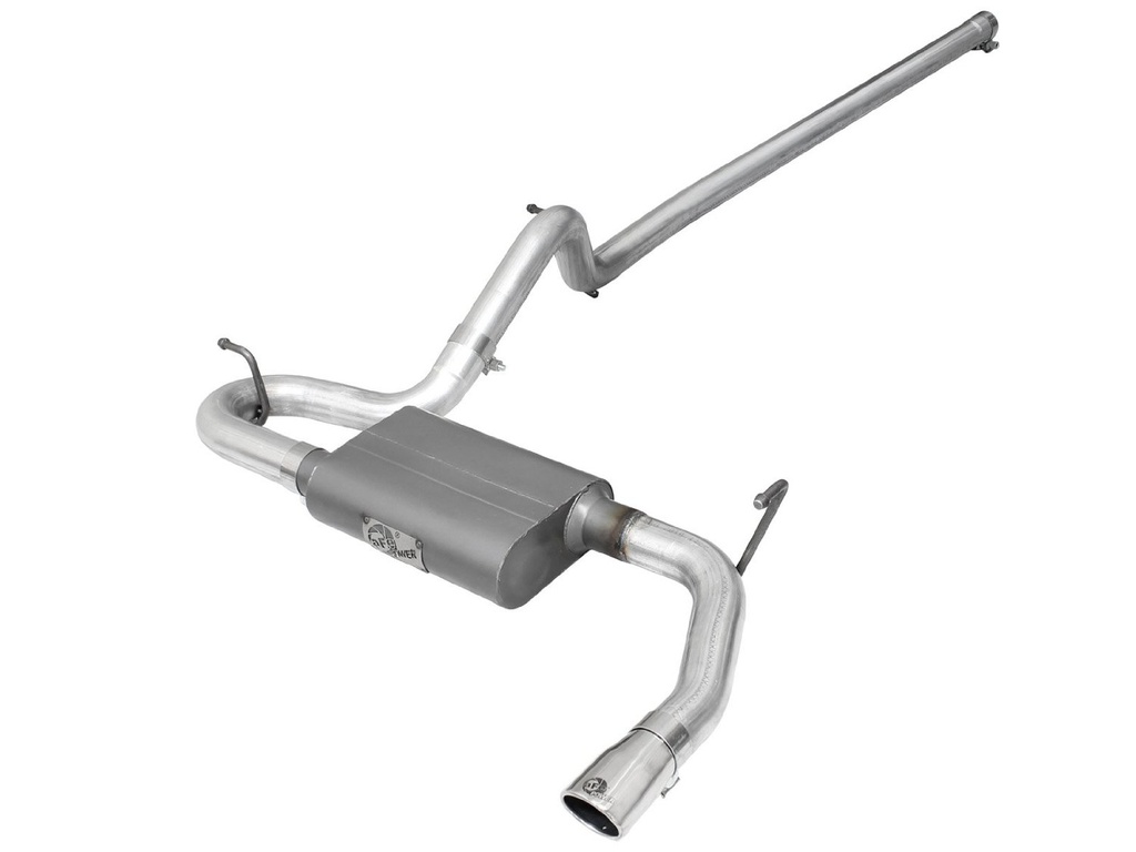aFe Power Scorpion 2.5&quot; Aluminized Cat-Back Exhaust System with Polished Tip - Jeep Wrangler JK 4-Door V6-3.8/3.6L