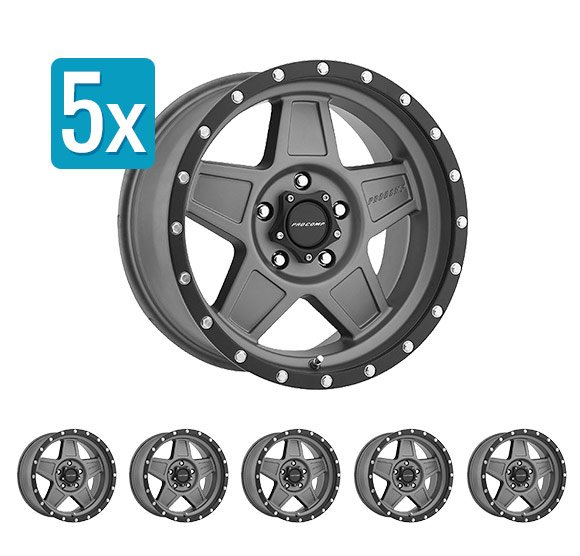 (Set of 5 Wheels) Pro Comp Series 2635 Predator, 17x8.5 with 5 on 5 Bolt Pattern - 2 Tone Color - Jeep Wrangler JK/JL/Gladiator JT