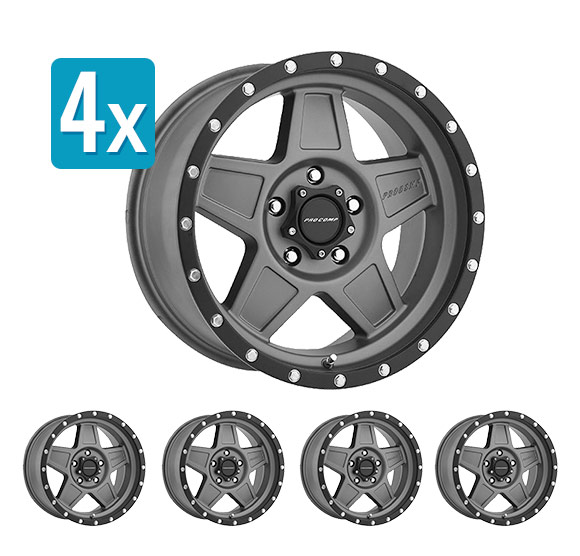 (Set of 4 Wheels) Pro Comp Series 2635 Predator, 17x8.5 with 6 on 5.5 Bolt Pattern - 2 Tone Color - Silverado/Sierra (2007-2024) / Ram 1500 (2019-2024)