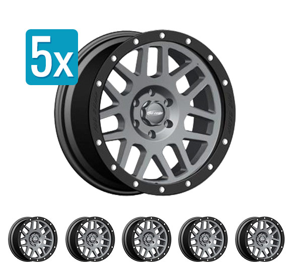 (Set of 5 Wheels) Pro Comp Series 40, 17x9 with 5 on 5 Bolt Pattern - Dark Gray with Black Lip - Jeep Wrangler JK/JL/Gladiator JT