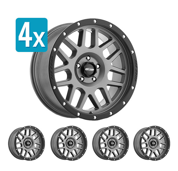 (Set of 4 Wheels) Pro Comp Series 40, 17x9 with 6 on 5.5 Bolt Pattern - Dark Gray with Black Lip - Silverado/Sierra (2007-2022) / Ram 1500 (2019-2022)