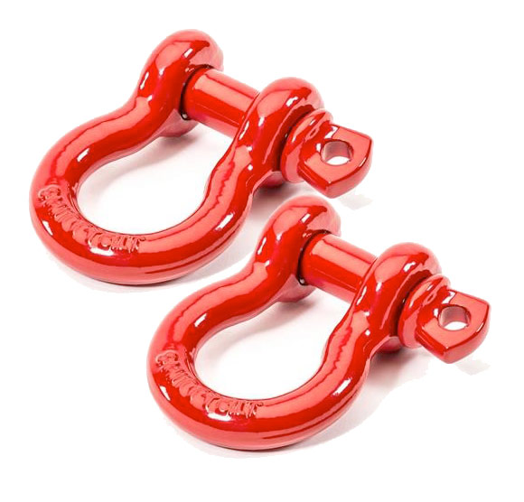 Smittybilt 3/4 inch D-Ring Shackle - Red Finish (4.75 Ton) - Pair - Universal