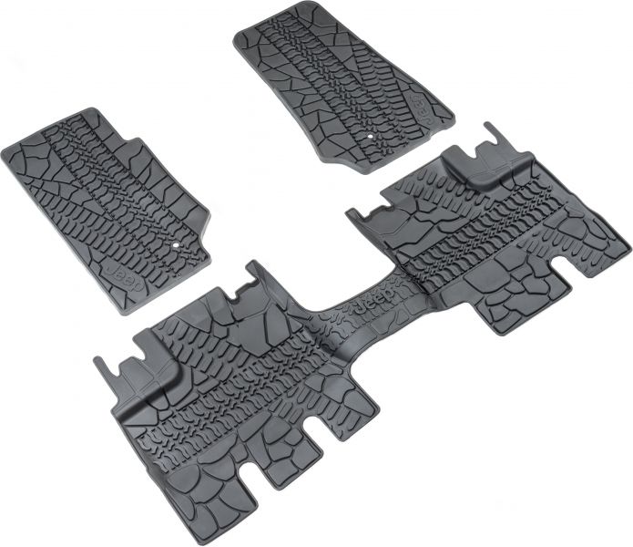 MOPAR Floor Slush Mats with Tire Tread Pattern (All Weather) - Jeep Wrangler JKU 4 Door ( 2007 - 2013 )