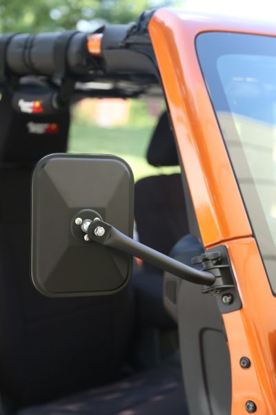 Rugged Ridge Quick Release Rectangular Mirror Kit in Textured Black - Jeep Wrangler
