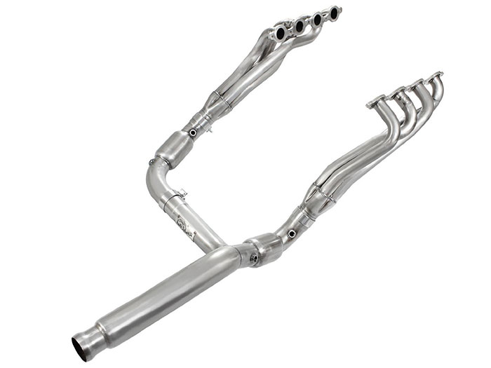 [48-44005-YC] aFe Power Twisted Steel Long Tube Headers &amp; Y-Pipe w/ Cats (Street) - Silverado/Sierra V8-5.3L ( 2014 - 2018 )