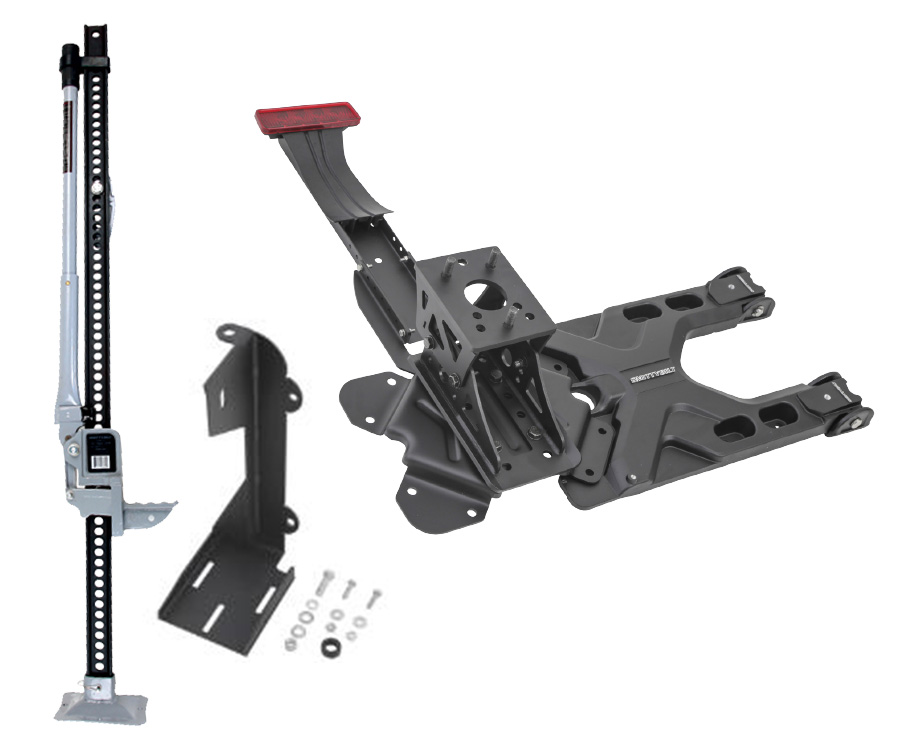 Smittybilt Pivot Heavy-Duty Oversize Tire Carrier + 54&quot; Trail Jack and Mount - Jeep Wrangler JK