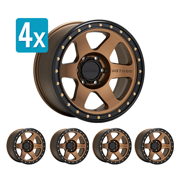 (Set of 4 Wheels) Method Race Wheels MR310 Con 6, 17X8.5 with 5 on 5.5 Bolt Pattern - Bronze with Black Lip - Ram 1500 (2002-2018) / (2019-2022 Classic)