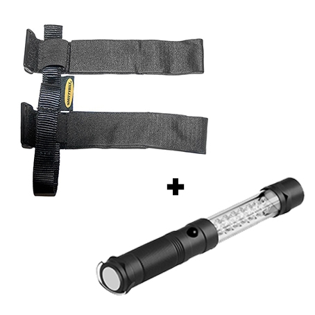 Smittybilt Full Size Mag Flashlight Holder + GB8 Black 8&quot; LED 3 In 1 Flashlight - Universal