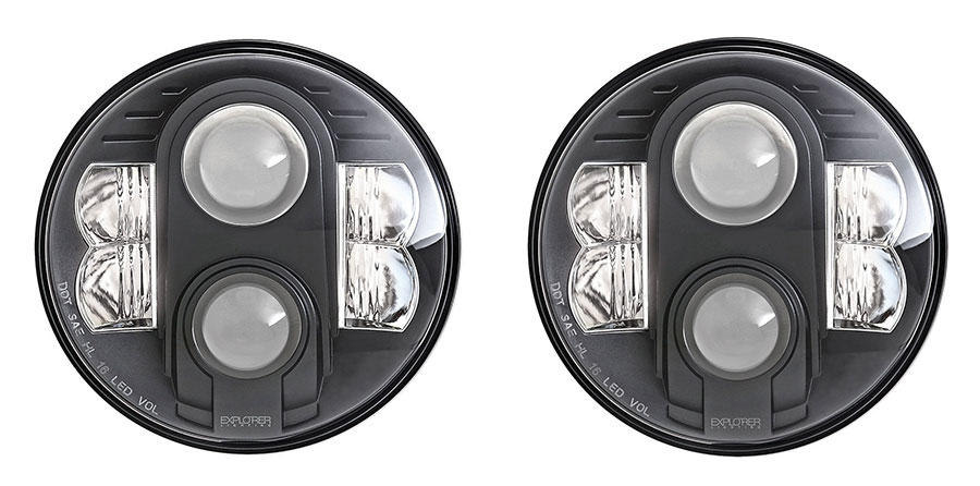 [EXP76402P] Pro Comp Explorer 7 Inch Round LED Headlamps (Clear) - Jeep Wrangler JK ( 2007 - 2018 )