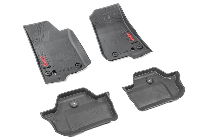 [82215202AD] Mopar All-Weather Front &amp; Rear Floor Liner Mats - Jeep Wrangler JL 2-Door ( 2018 - 2024 )