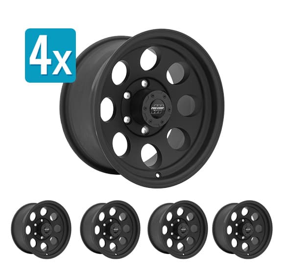 (Set of 4 Wheels) Pro Comp 69 Series Vintage Wheel, 16x8 with 6 on 5.5 Bolt Pattern - Flat Black - Nissan Patrol Y61 (1998-2022)