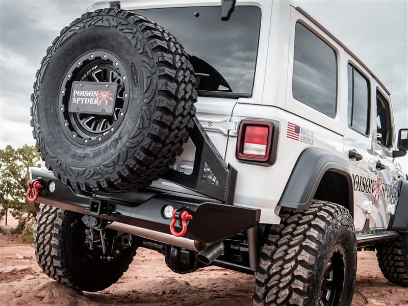 Poison Spyder Frame Mounted Tire Carrier with Camera Mount (Black) - Jeep Wrangler JL (2018-2022)