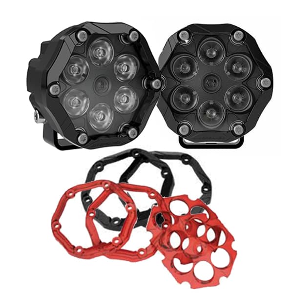 J.W. Speaker Trail 6 Sport 3.7&quot; Round LED Off Road Light Pods with Appearance Kit (Black &amp; Red) - Universal