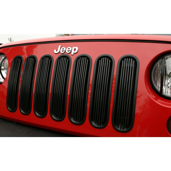 [11401.30] Rugged Ridge Billet Grille Inserts in Black - Jeep Wrangler JK ( 2007 - 2018 )